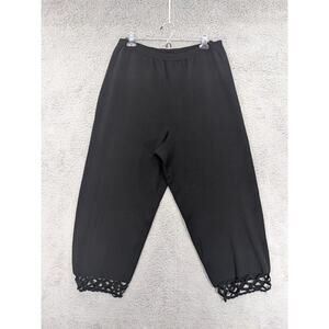 Bloomingdale's‎ Cropped Pants Women 2X Black Hem Detail Knit High Rise P52